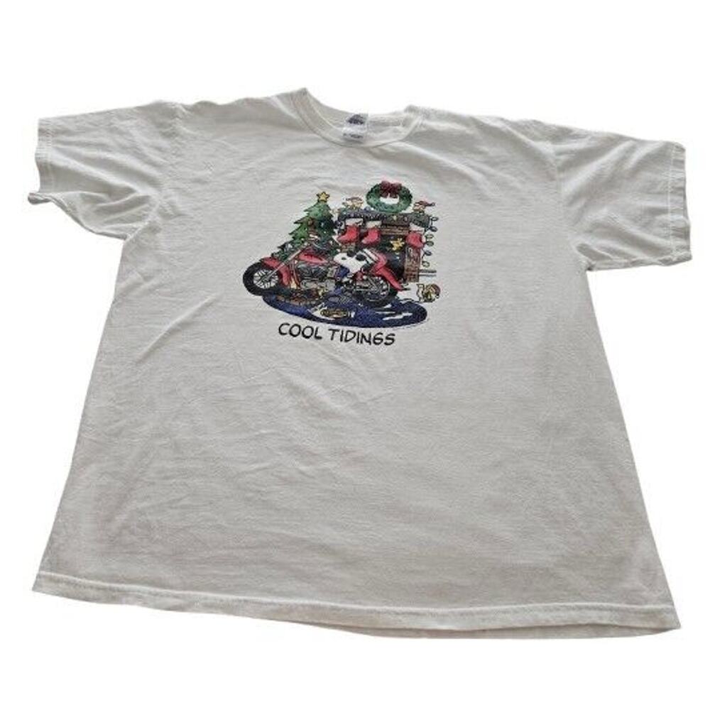 Vintage Peanuts Snoopy Joe Cool Christmas shirt Motorcycle XL